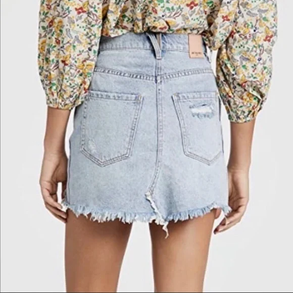 🥳HP🥳 Free People Brea Cutoff Mini Skirt in Mile High Blue - Picture 2 of 10